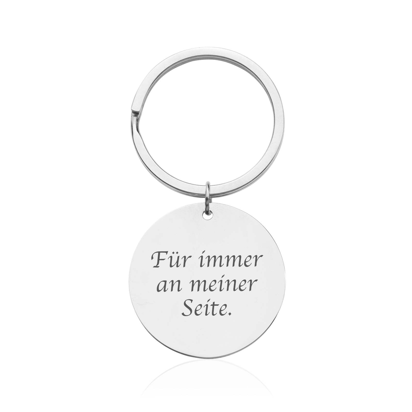 Gravierte Schlüsselanhänger Kreis Silber