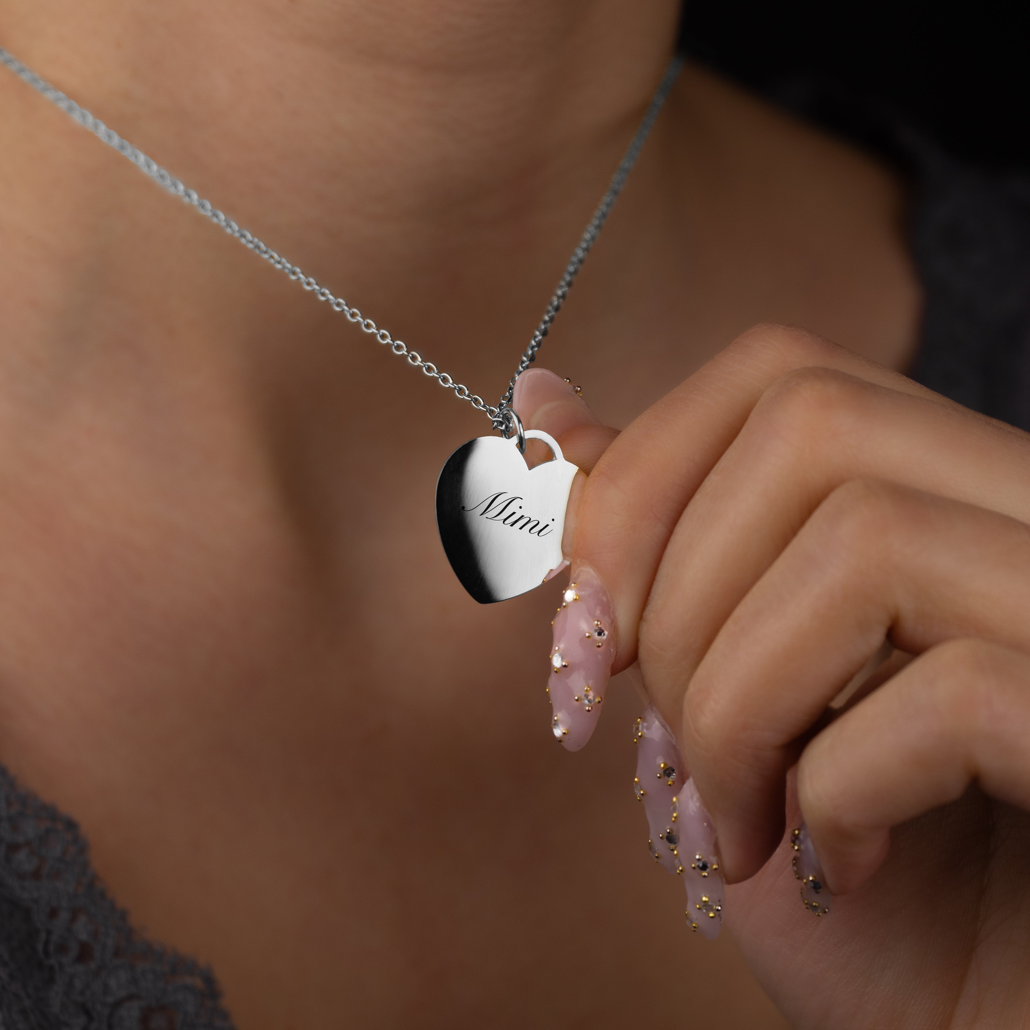 Gravierte Halskette Herz Silber