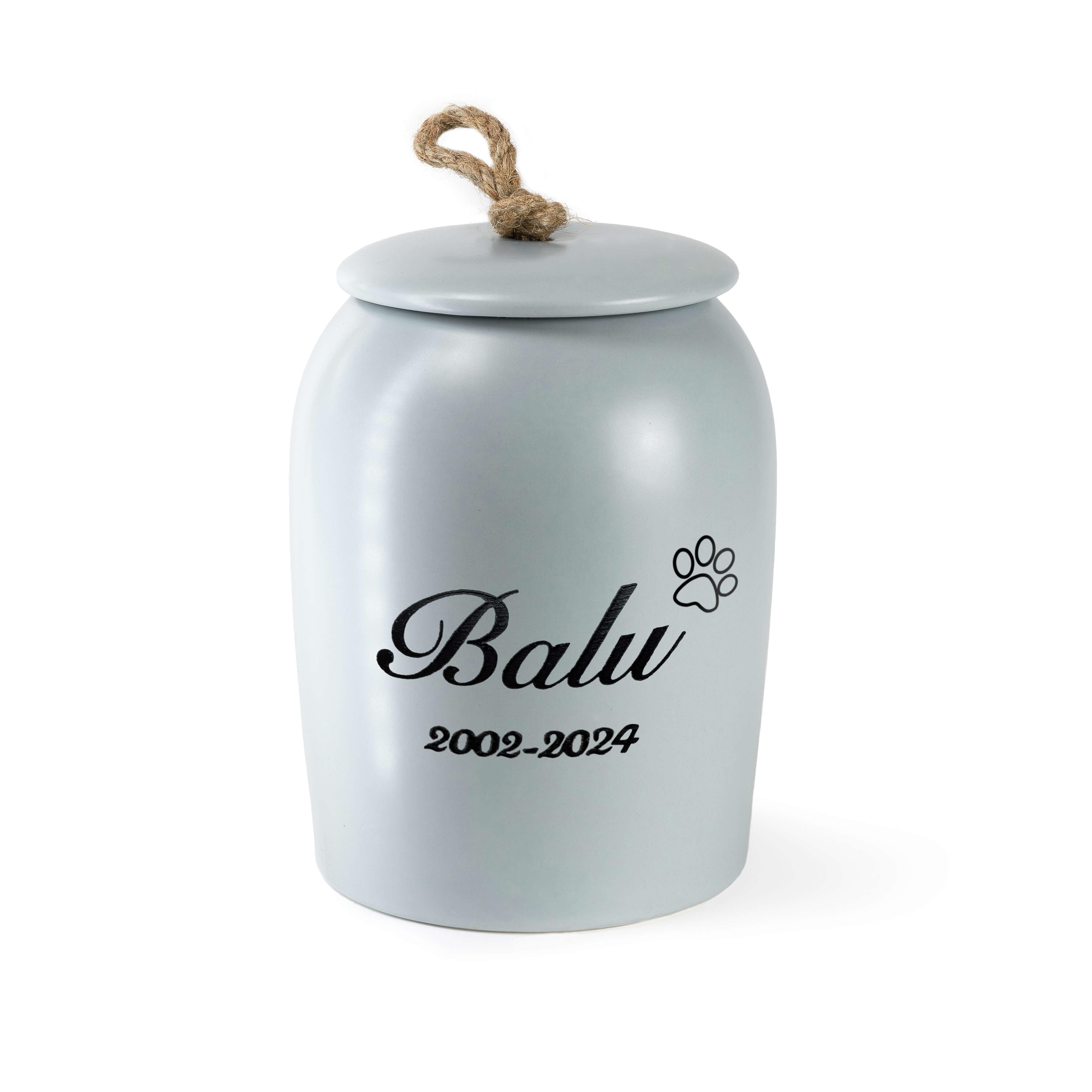 Gravierte Keramik Tierurne Grau