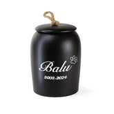 Gravierte Keramik Tierurne Schwarz