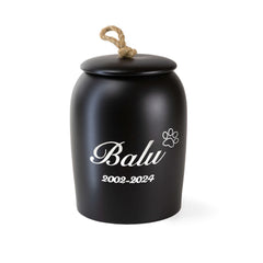 Gravierte Keramik Tierurne Schwarz