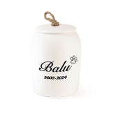 Gravierte Keramik Tierurne Weiss